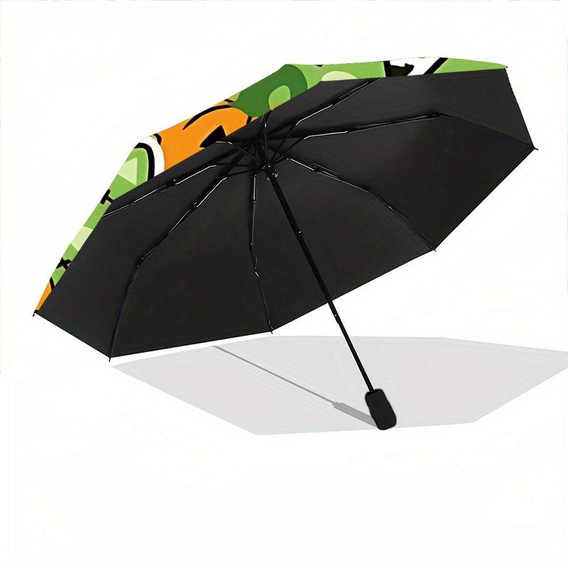 1pc Halloween Cats Automatic Open/Close Umbrella with One-Touch Button, Compact Folding Canopy, Sturdy 8-Rib Windproof Design -114