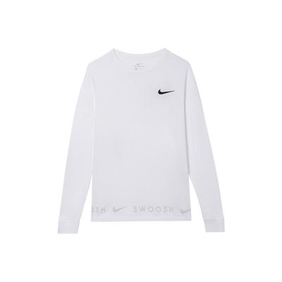Спортивная одежда Swoosh Повседневная футболка с круглым вырезом и длинными рукавами Мужские топы Белые DA0336-100