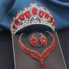 Великолепная синяя корона и ожерелье серьги комплекты для невест выпускной большие тиары принцесса диадема свадебный комплект ювелирных изделий в Дубае свадьба