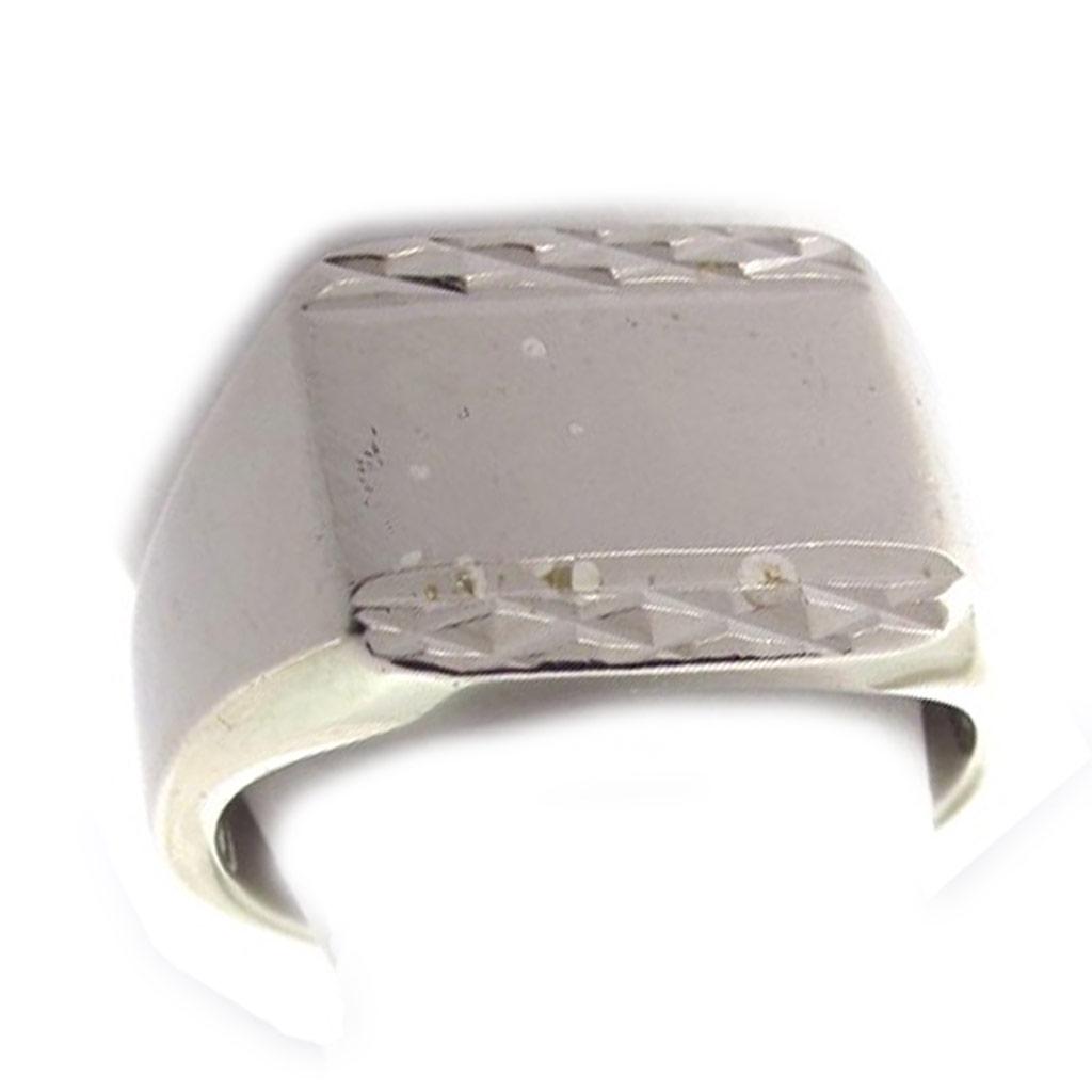 Мужское серебряное кольцо-печатка "Шарль" серебро (родиевое покрытие) - 11х12 мм