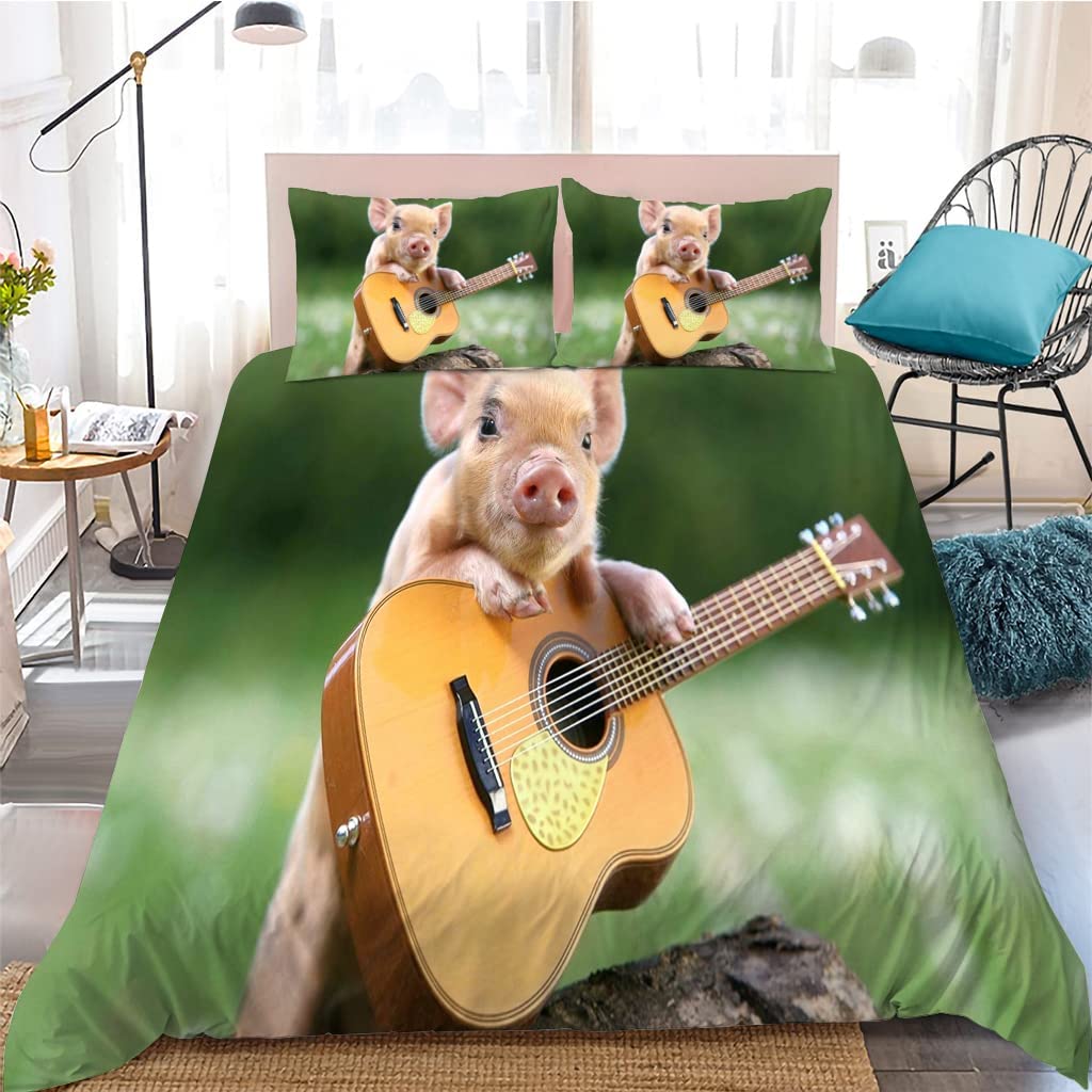 Комплект постельного белья с изображением свиньи, милый мультяшный рисунок свиньи, полиэстеровый чехол с наволочкой размера «king-size» для детей и девочек, комплект постельного белья