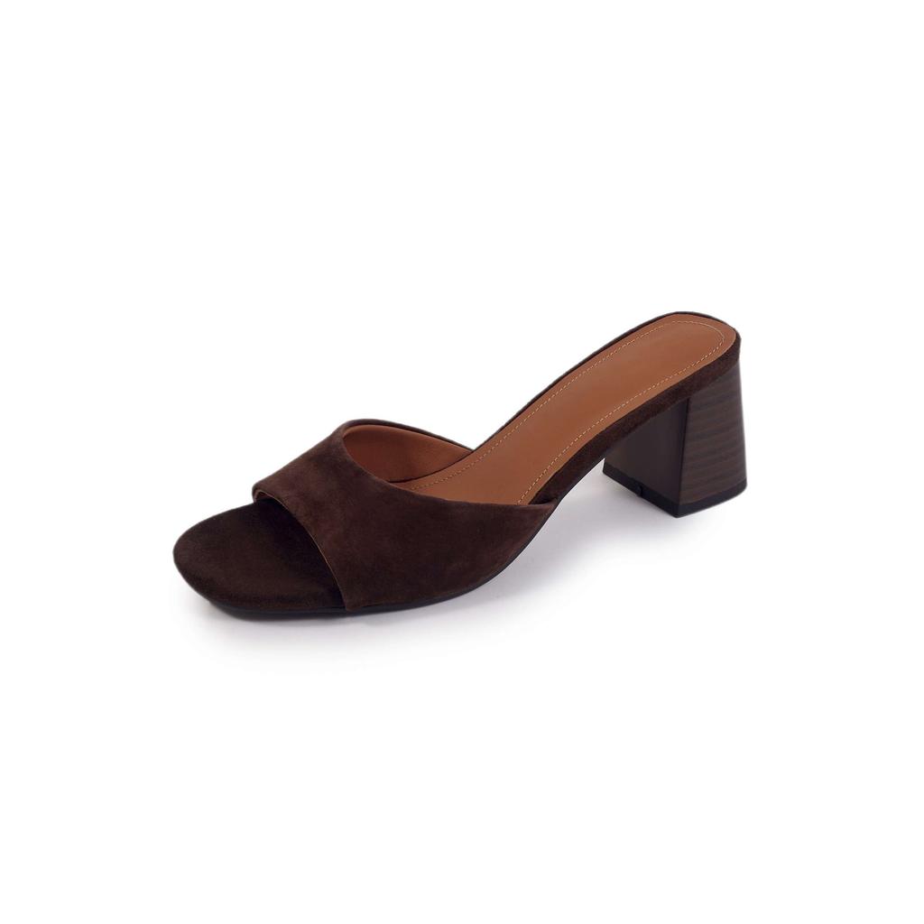 Krazing Pot Мюли из овчины и замши, летние, размер 40, уличные тапочки, шлепанцы, толстые высокие каблуки, женские сандалии с открытым носком