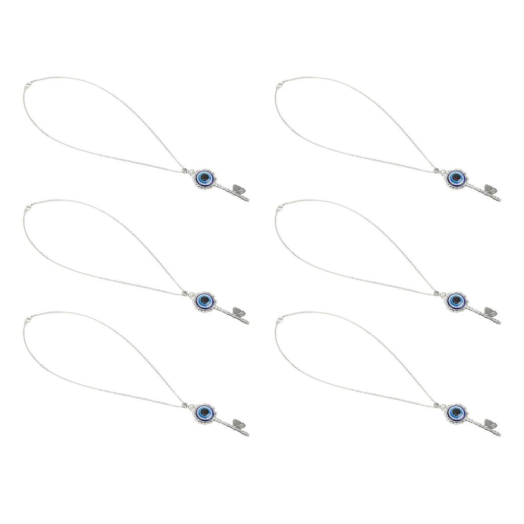 6 шт. Ожерелье от сглаза в форме ключа на удачу, ожерелье с синим глазом, элегантное, очаровательное, сплавы, стекло