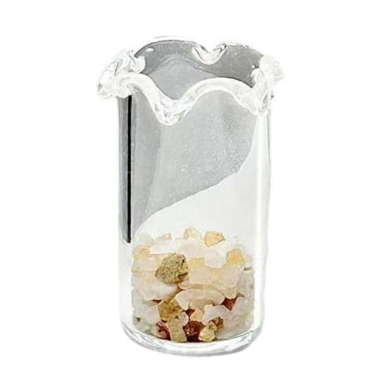 Handmade Glass Flower Decoration with Stem Hand-Blown Mini Floral Plants Figurine Home Living Room Office Table Flower Vase Ornament