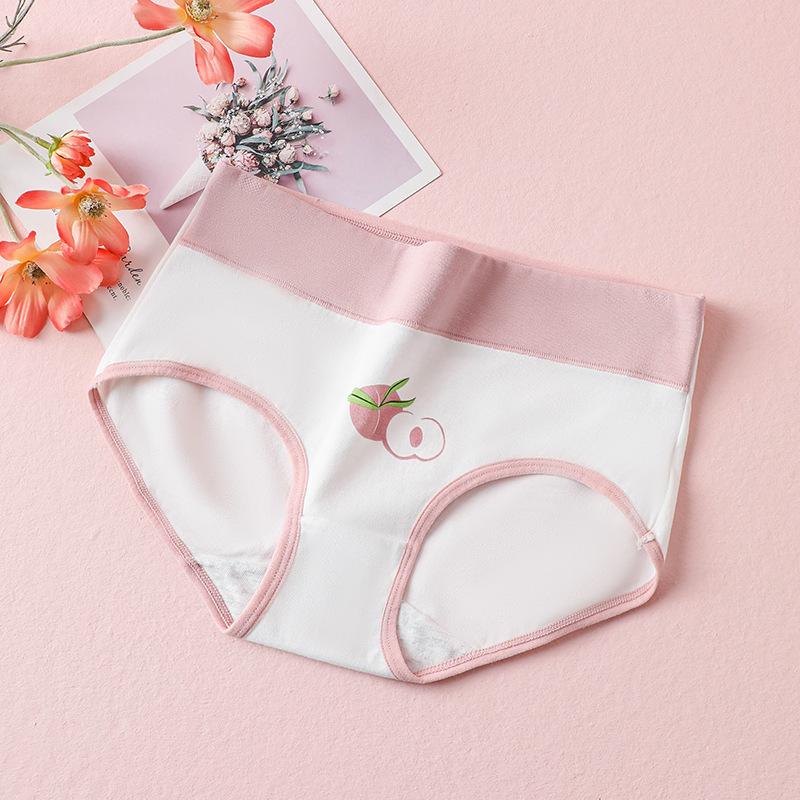 Женские хлопковые дышащие и удобные трусы без следов с принтом, симпатичное большое нижнее белье с высокой талией