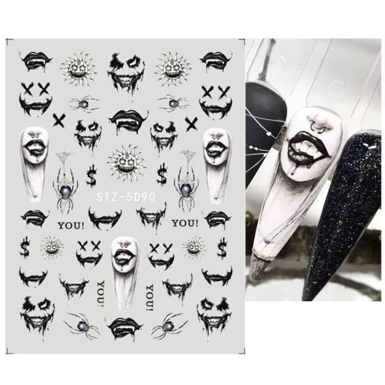 1 Sheet Nail Wing 5D Eye Halloween Dark Devil's Stickers Sky Safe Stunning Nail