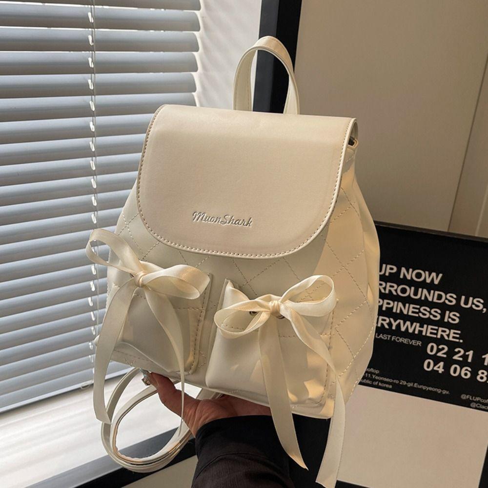 Рюкзак с бантом в корейском стиле, двойной бант Y2k, школьный рюкзак, нейлоновый рюкзак на шнурке, для улицы