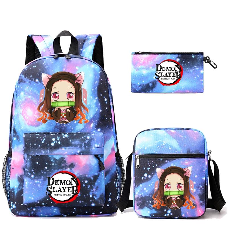 3 шт./компл. рюкзак «Убийца Демонов» в стиле аниме с сумкой на плечо, пенал для мальчиков и девочек, школьная сумка для книг, мужская и женская дорожная сумка