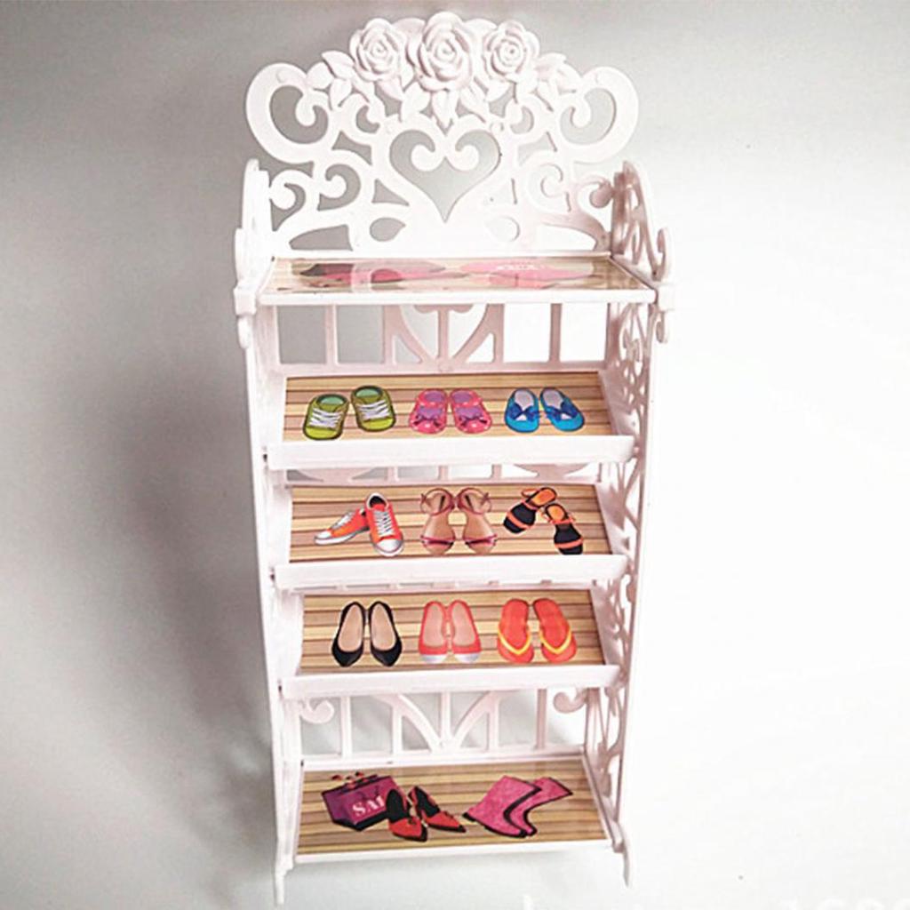 Girl Toy Doll Accessories Plastic Shoe Storage Rack Cabinet Furniture Gifts