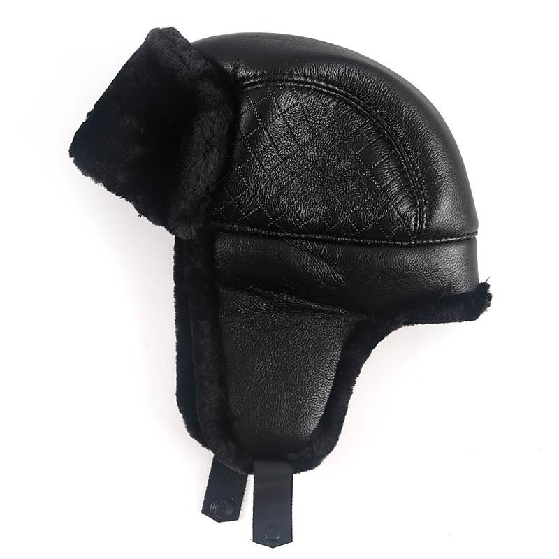 Кожаная снежная шапка, мужская шапка-бомбер, 2022, ушанка, советские черные термозимние шапки из искусственного меха с ушанкой, русская шапка для папы