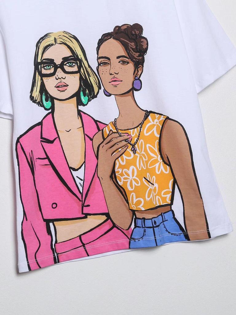 Women's 2022 Summer Fashion Printed Round Neck Short-Sleeve T-Shirt