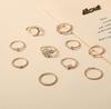 Punk Geometric Metal Moon Heart Rings For Women Men Vintage Gold Color Curved Open Ring Set Fashion Unisex Gift Jewelry