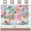 2D Blue Pink Teddy Bear Baby Shower Backdrop, Gender Reveal Photo Background