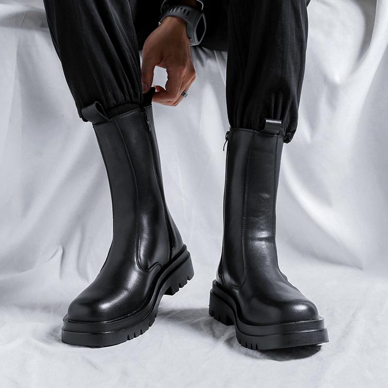 Thick Soled Chelsea Men's Boots Fashionable Minimalist and Classic Styles Outdoor Leisure Party Office Motorcycle Adult Shoes