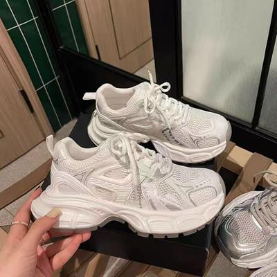 Осенние модные кроссовки на платформе 2024 года, новые женские кроссовки из искусственной кожи на толстой подошве, повседневные кроссовки для молодежи, девушек, студентов, на шнуровке