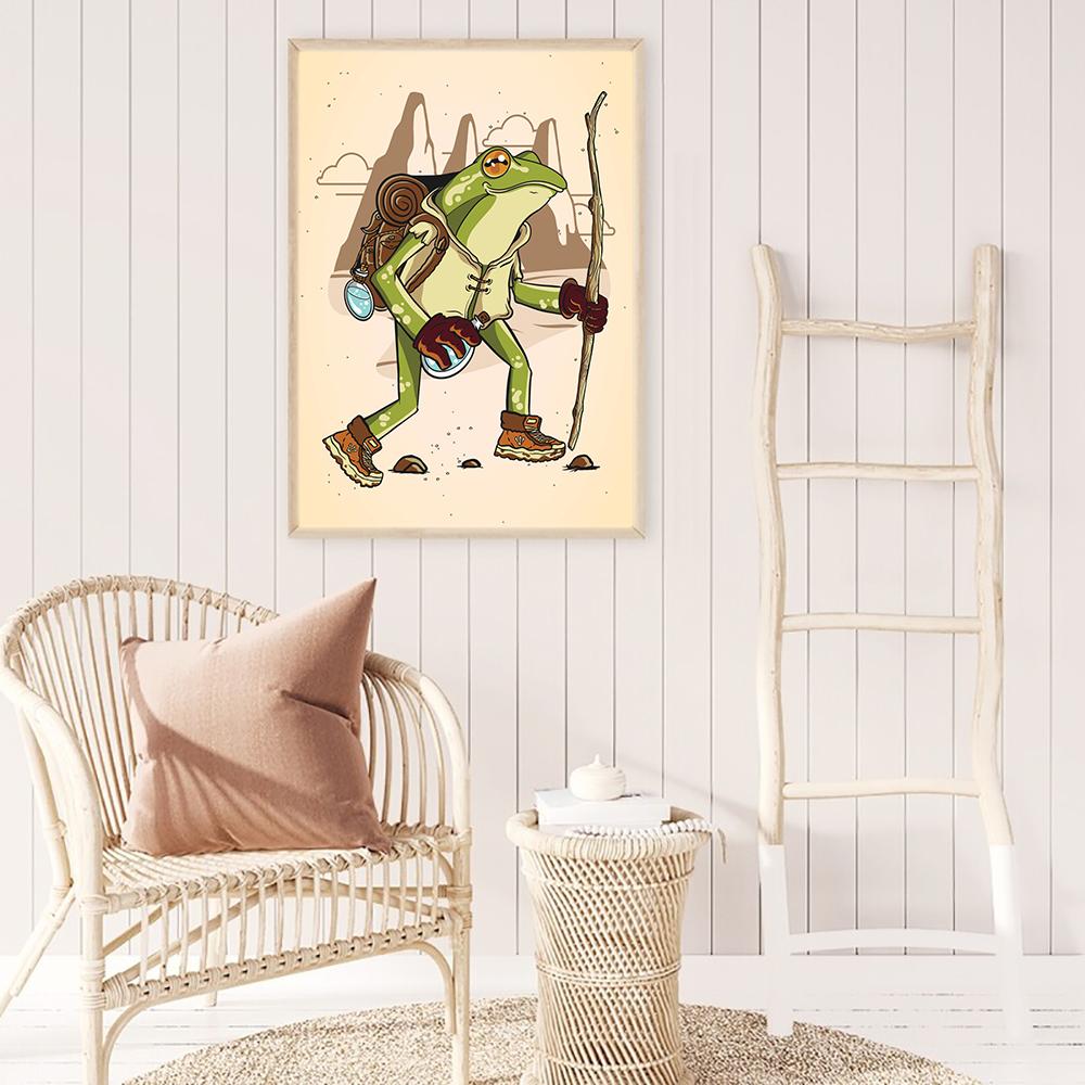 Пешие прогулки Cottagecore лягушка холст картины фотографии настенные художественные принты мультфильм винтажный модульный постер для гостиной детская комната домашний декор