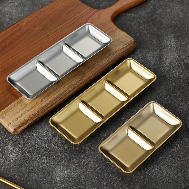 ZISIZ Stainless Steel Multi-Compartment Seasoning Dish