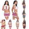 Women Sexy Cosplay Lingerie Student Uniform Set Ladies Crop Top Shirt Costume