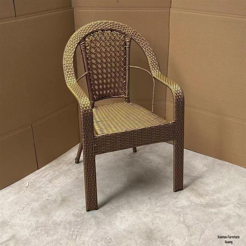 Эргономичное высокое кресло из ротанга для пожилых людей - Удобное и противоскользящее, для длительного сидения, идеально подходит для балкона и отдыха на свежем воздухе.