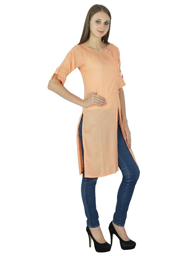 Indian Cotton Kurti Top Bollywood Women Solid Kurta Ethnic Tunic Casual