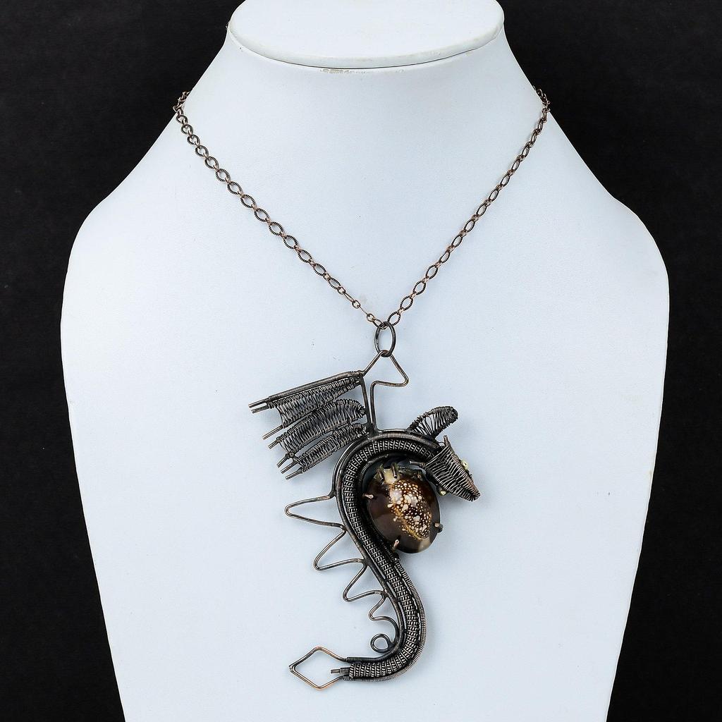 Кулон из ракушки каури, медная проволока, кулон, медные украшения ручной работы, кулон с драгоценным камнем, ювелирные изделия в виде дракона, уникальный стиль, кулон, подарок для женщин