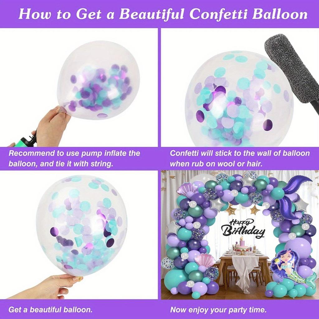 Mermaid-themed Balloon Set for Children and Girls, Birthday Party, Ocean, Cute Tail, Shell Decoration Scene