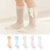 Летние сетчатые носки для девочек с милыми большими бантами, мягкие хлопковые эластичные белые красные носки для новорожденных, длинные, до колена, для малышей