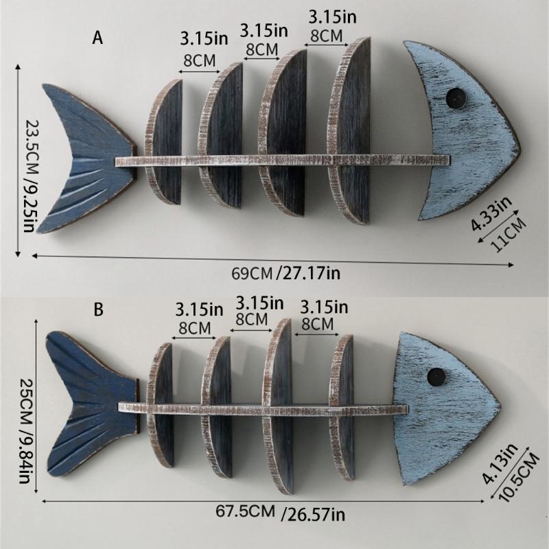 Фермерские дома Синее Дерево Рыба Настенное Искусство Подвесная Полка с Античной Отделкой для Дома у Озера Кабинет Ванная Комната Органайзеры для Хранения