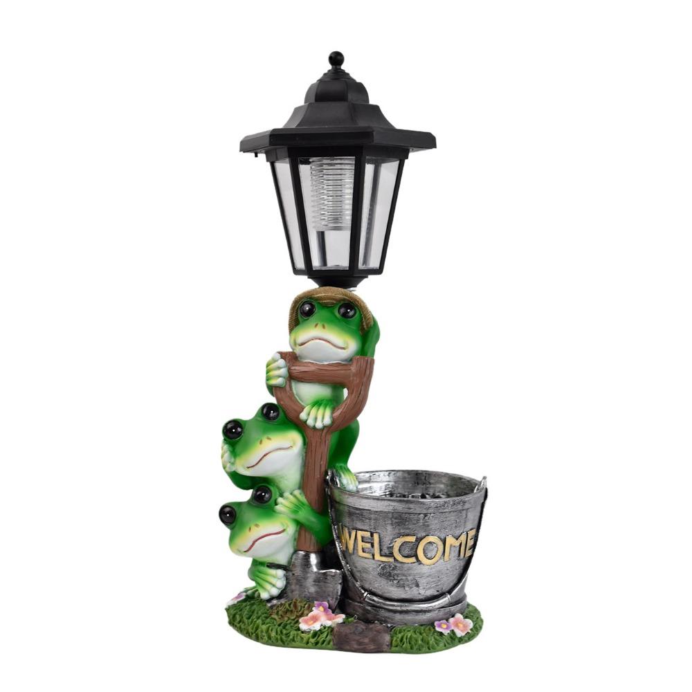 Lifelike Frog Plant Pot Light Weatherproof Solar Frog Lamp Frog Statue Solar Light Pathway Decor