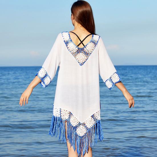Chic Summer Beach Dress Long Tassel Sunscreen Super Soft Crochet Summer Beach Dress Lady Garment