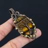 Tree Of Life Tiger Eye Gemstone Pure Copper Wire Wrapped Handmade Pendant Jewelry