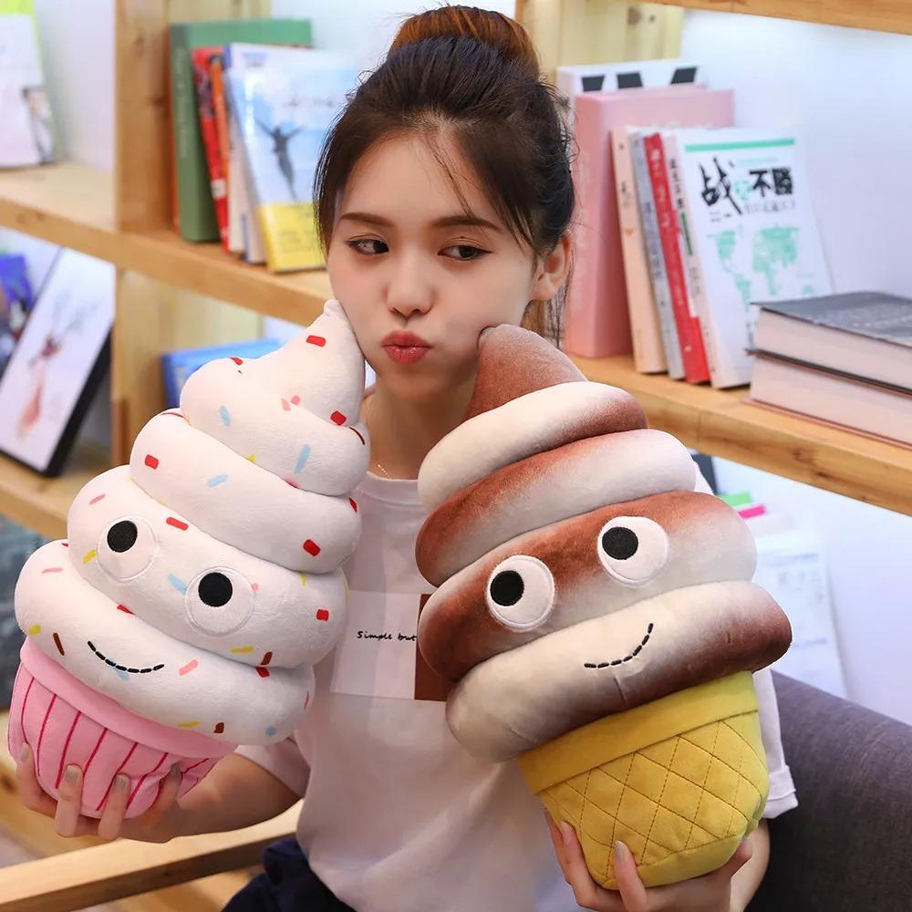 Cute Cartoon Plush Hamburger Ice Cream French Fries Toy Stuffed Food Popcorn Cake Pizza Pillow Cushion Kids Toys Birthday Gift