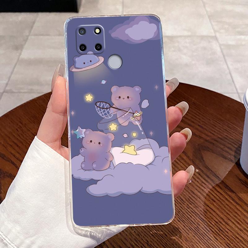 Case For Realme Narzo 30A / Realme Narzo 20 Casing Aesthetic Cute Cat Astronaut Transparent Silicone Phone Protective Case Cover