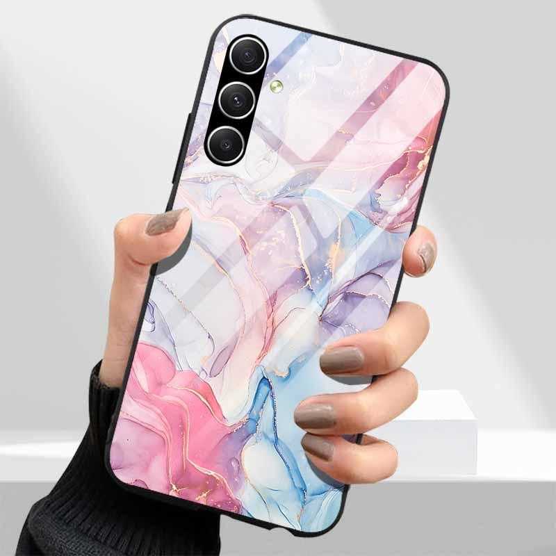 Закаленное Стекло Чехлы для Телефона для Samsung Galaxy A54 A14 A24 A34 Чехол Жесткий PC Задняя Панель Для M54 A15 A25 A55 5G A04s M23 M52 A 54