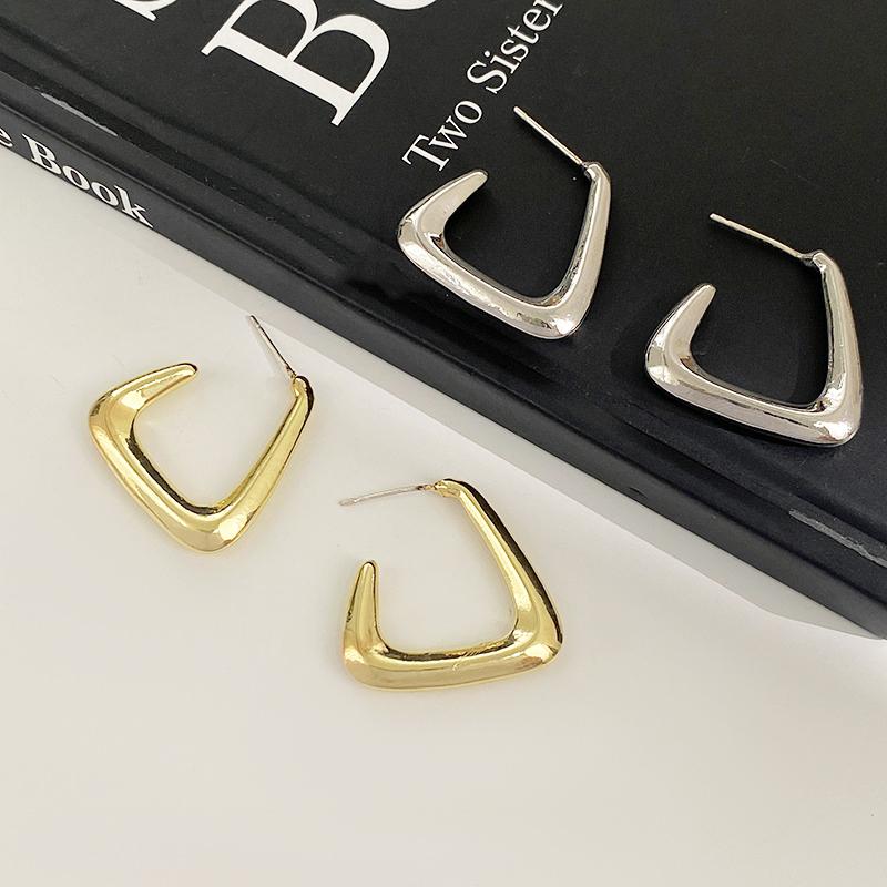 Большие геометрические U-образные трапециевидные серьги золотого цвета с гладкими каплями CCB для женщин, минимализм, гипербола, модные украшения для вечеринок