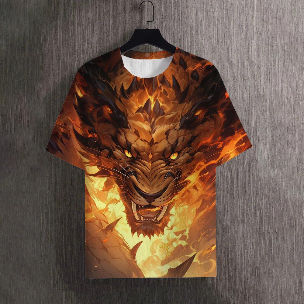 Men's T-Shirts Summer Cool Animal Dragon Pattern 3D Print Tops Tees Women Streetwear Fashion Oversized T Shirt Men Clothing