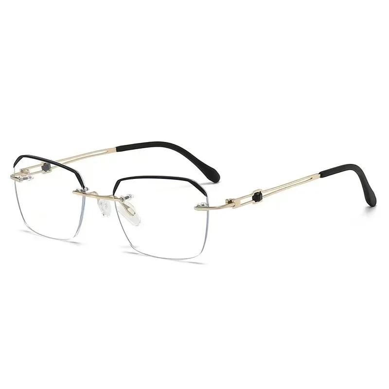 New Business Frameless Reading Glasses for Men Super Light Retro High-definition Glasses Anti Blue Light Presbyopia Glasses