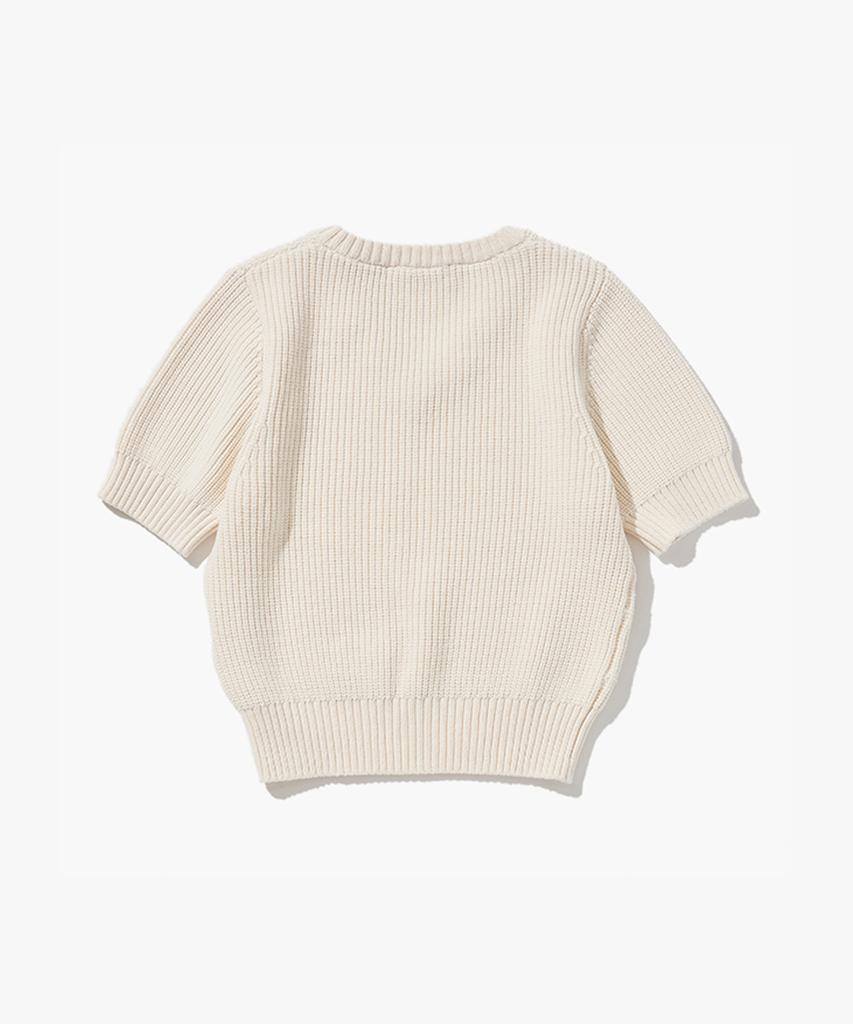 PLAC WOMEN Double-Tuck V-Neck Knit Top Ivory