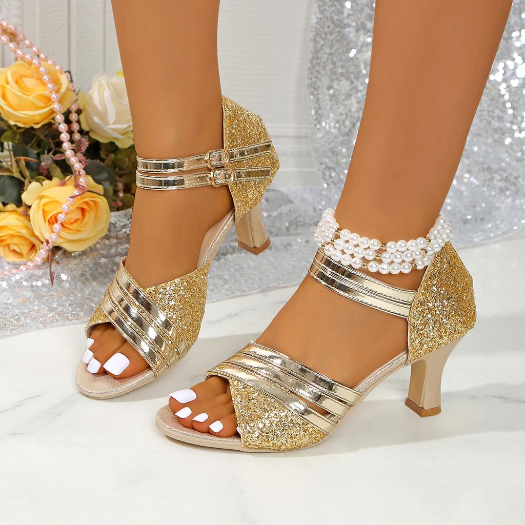 Fashion 2025 Women High Heels Sandals Hollow Out Heel Sexy Pointed Toe Sandals Rhinestones Large Size Shoes for Women Zapatos De Mujer