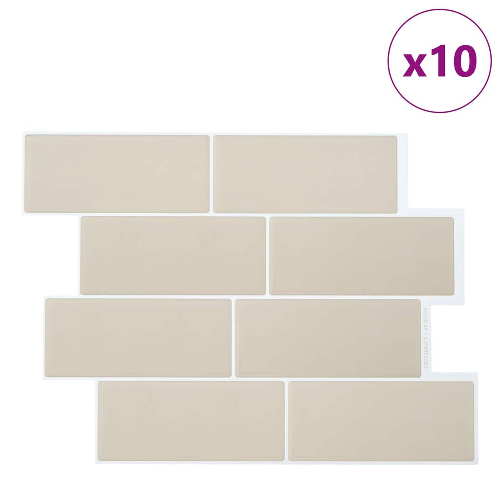 Subway Tile 10 pcs Beige 29 x 21 cm Polyurethane and PET