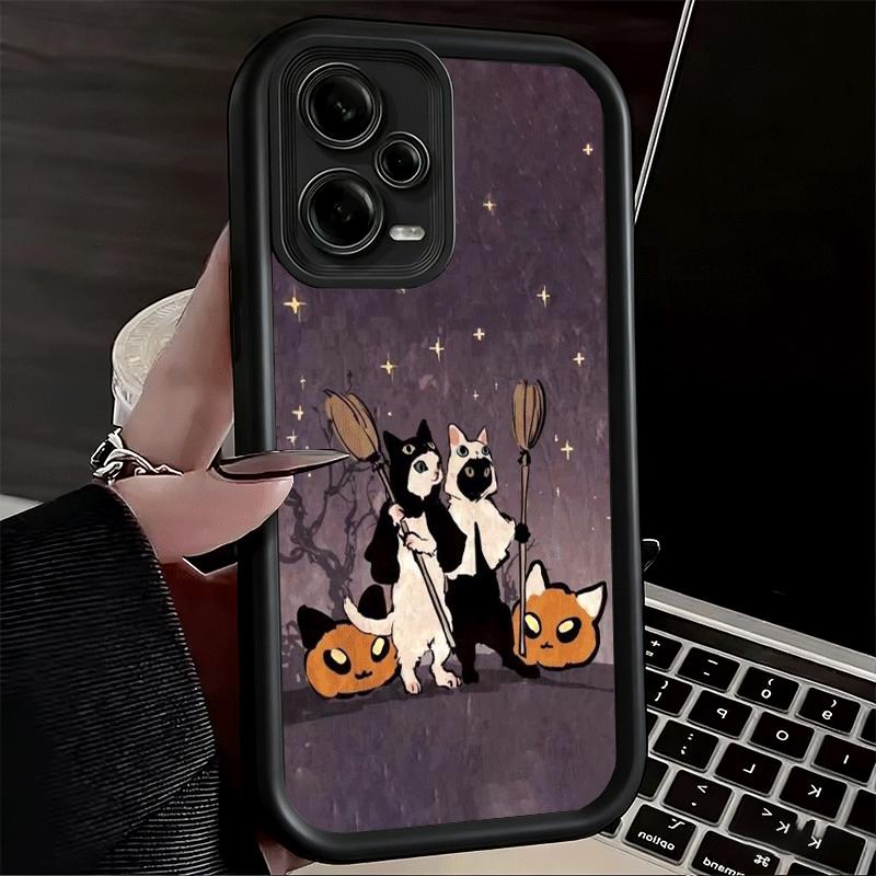 Чехол для телефона Xiaomi Redmi Note 15 14 13 Pro Plus Черный Кот Ведьма Эстетика Оболочка 12S 11 11S 11T 5G 14S Мягкий Силикон Funda