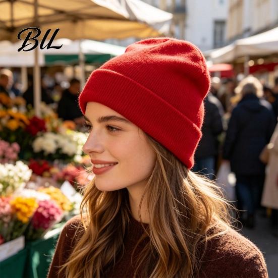 Casual Autumn Winter Headwear Unisex Solid Color Knit Beanies, Classic Slouchy Skull Cap for Winter, Warm Head Protection Gear Men Women, Soft Thermal