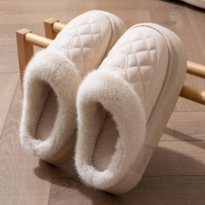 Женские нескользящие домашние тапочки, зимняя теплая толстая подошва, стеганый узор, подошва из ЭВА, ПУ, моющаяся тканевая подкладка, для домашнего использования парами
