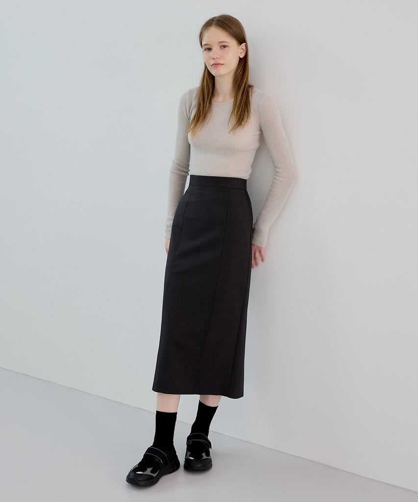 Noing Wool Long Skirt (Charcoal)