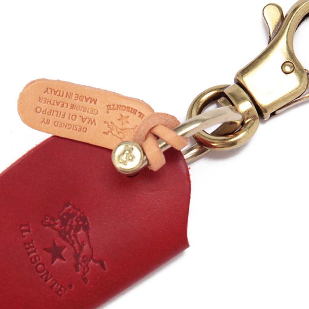 Брелок для ключей Кожаный брелок из натуральной коровьей кожи Унисекс, обесцвеченный коричневый Коричневый [IL BISONTE] Женский Мужской