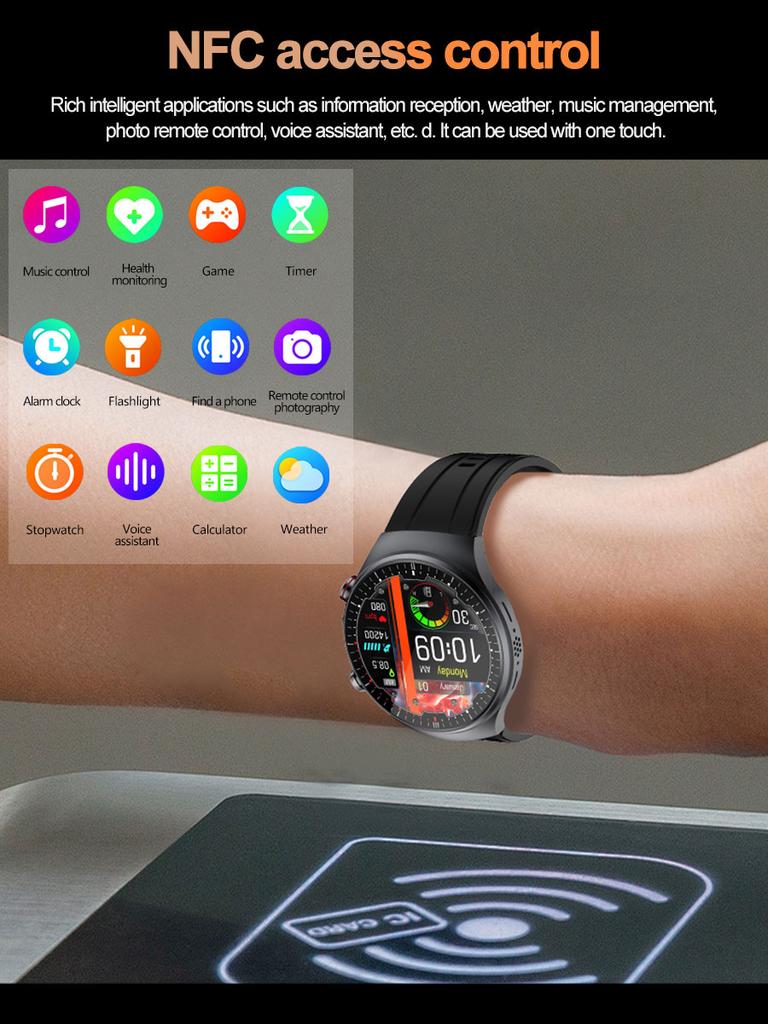 SACOSDING New ECG+PPG Smart Watch 1.43" AMOLED Display Men 100+ Sports Modes Watch Bluetooth Call Blood Pressure Health Monitor IP68 Waterproof