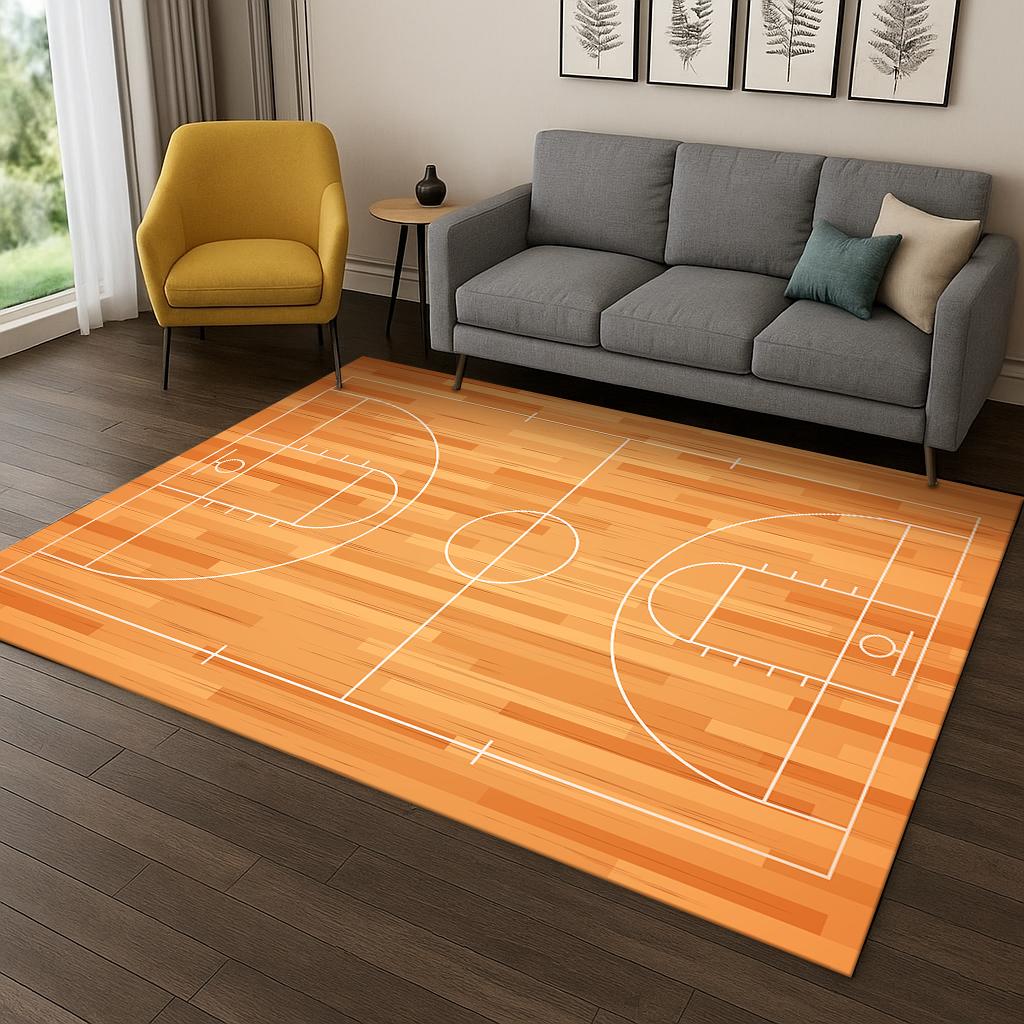 Basketball Court Sports Cartoon Carpet Carpet Rug for Sofa Bedroom Living Room Doormat Home Decor,Kid Game Non-slip Floor Mat