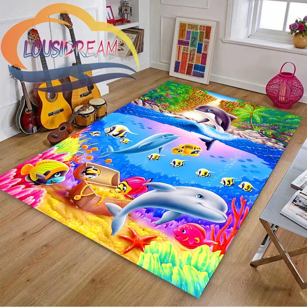 Ковер из мира морских животных Delphinidae, океанические дельфины, гостиная, спальня, большая площадь, мягкий 3D модный декоративный коврик