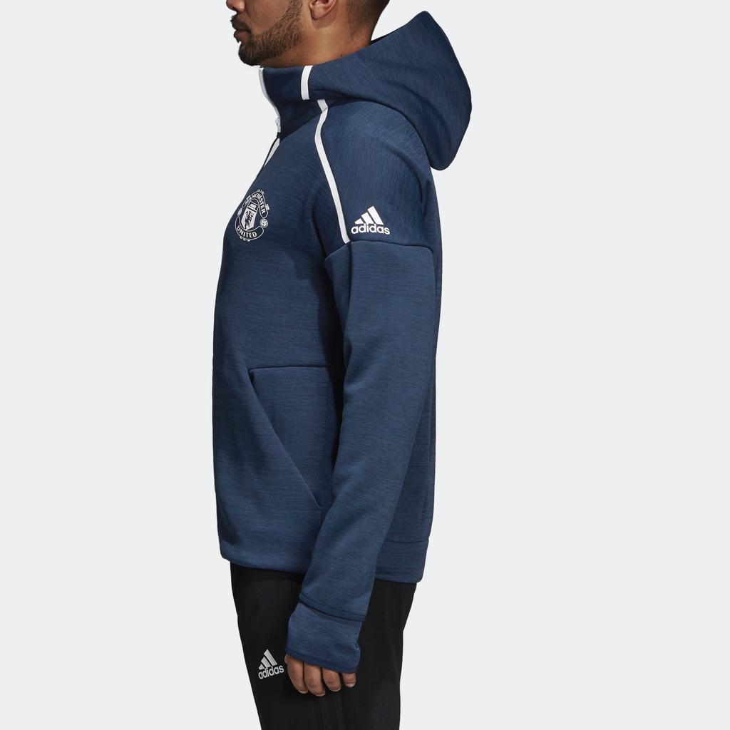 adidas Куртки MUFC Мужские Синие С Капюшоном Умеренно Прямого Покроя CY6102