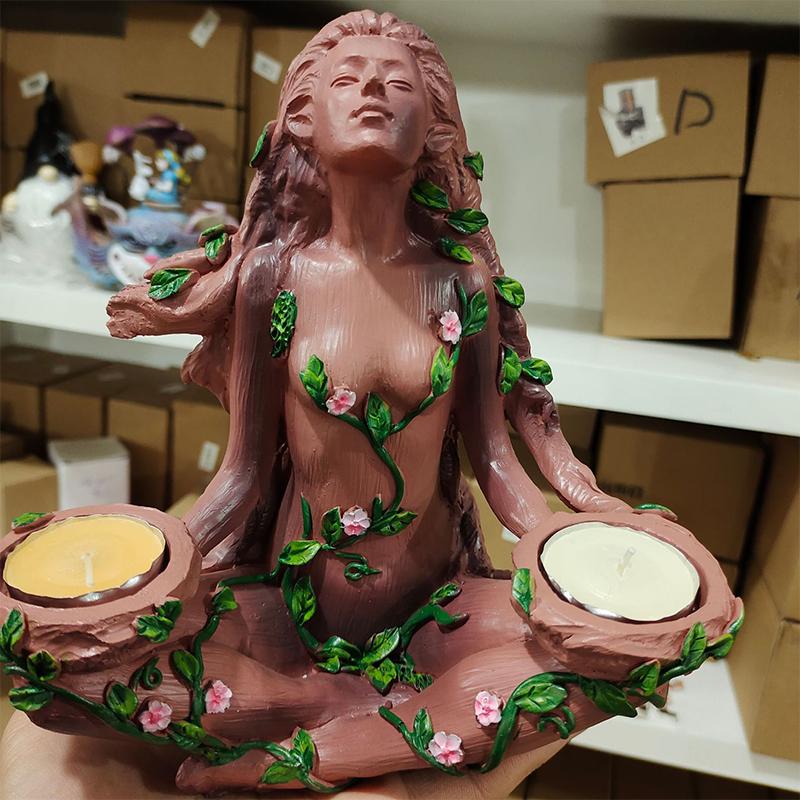 Смола Защитник Леса Баланс Природы Подсвечник Богиня Женская Подсвечник Орнамент Фигурка Статуэтка Домашний Декор Подарок